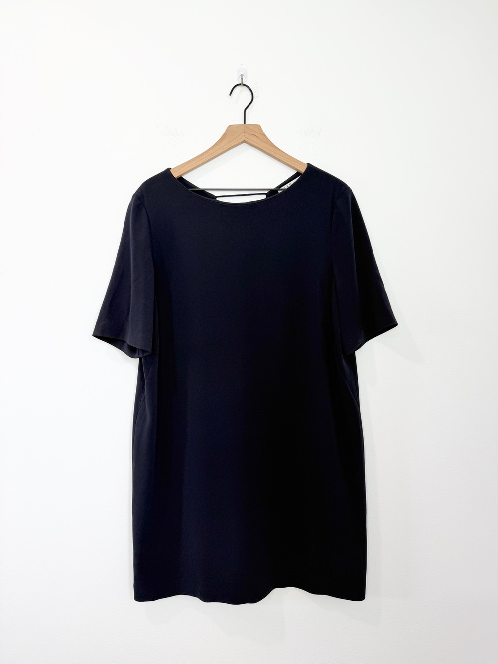 LK Bennett Sloane Blue Shift Dress Short Sleeve Minimalist Career Dress Size 14